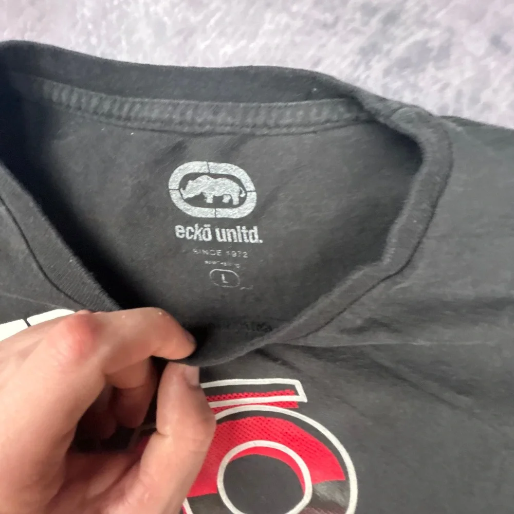 Vintage Ecko Unltd Long Sleeve Graphic Tee Black Red Rhino Y2K Skater Shirt L